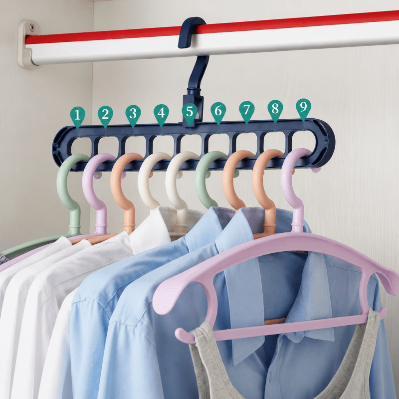10Pack Clothes Hangers 9 Holes Wardrobe Organiser Small Dorm Space Saving Clothes Hangers