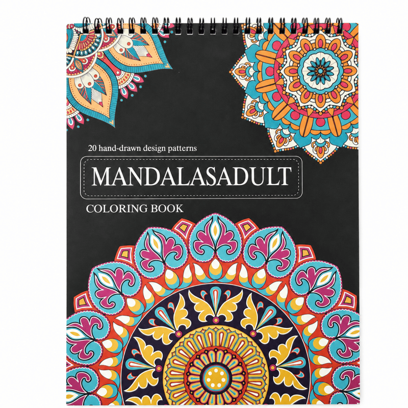 A4 Colouring Book Mandala 20 Pattern Designs Adult Relaxing Stress Relief Spiral Bound