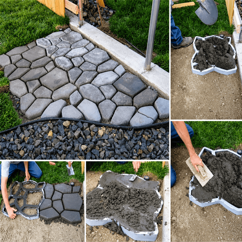 2Pack Garden Paving Mould 35x35cm DIY Backyard Path Maker Concrete Patio Walkway Mold
