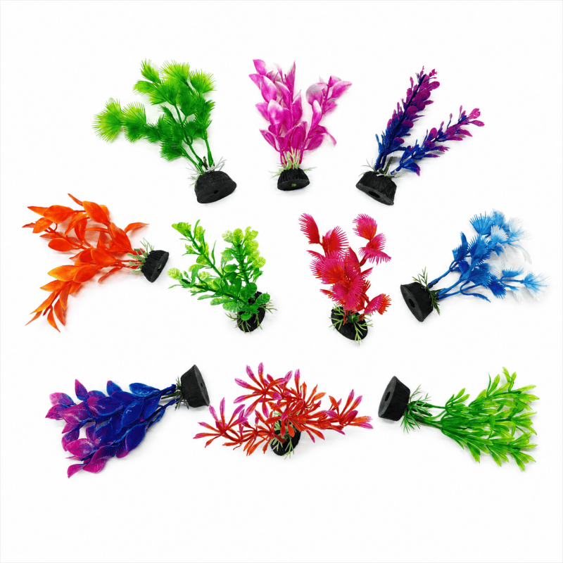 10PCS Artificial Aquarium Plants with Base Plastic Grass Fish Tank Decorations