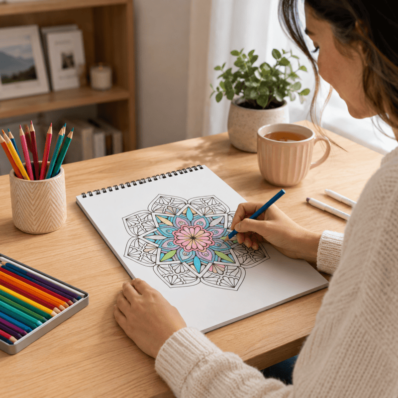 A4 Colouring Book Mandala 20 Pattern Designs Adult Relaxing Stress Relief Spiral Bound