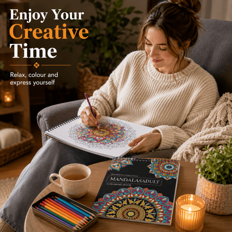 2Pack A4 Colouring Book Mandala 20 Pattern Designs Adult Relaxing Stress Relief Spiral Bound