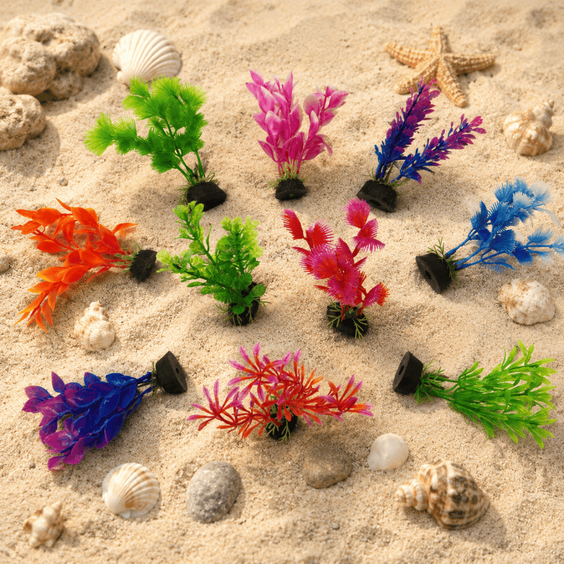 10PCS Artificial Aquarium Plants with Base Plastic Grass Fish Tank Decorations
