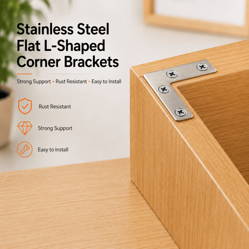 10PCS 50x50mm L Shape Corner Brackets Flat Right Angle Plates with Screws Home DIY Tool