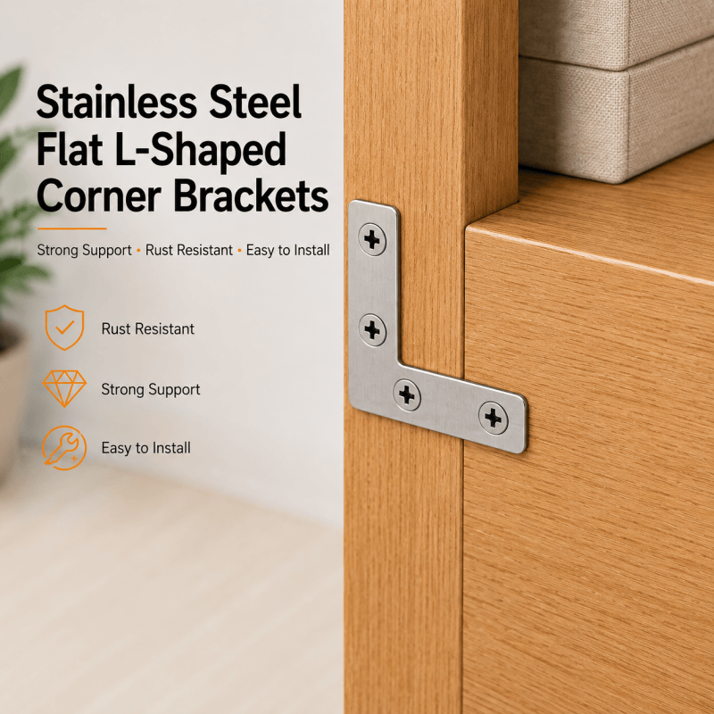 10PCS 50x50mm L Shape Corner Brackets Flat Right Angle Plates with Screws Home DIY Tool