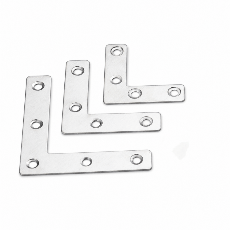 10PCS 80x80mm L Shape Corner Brackets Flat Right Angle Plates with Screws Home DIY Tool