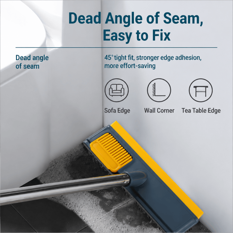 Long Handle Floor Scrub Brush with Squeegee Hair Cleaning Comb Cleaning Tool