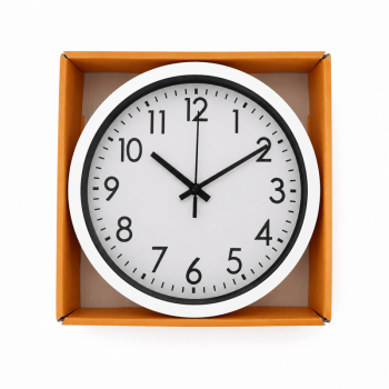 17.5cm White Wall Clock Silent Quartz Round Battery Operated