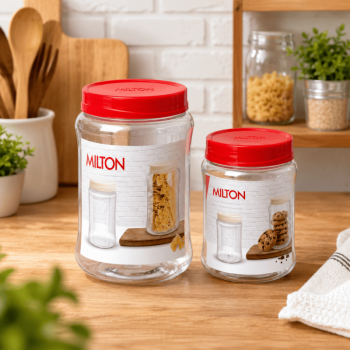 1500ML + 500mL Round Pet Jar PET Plastic Food Storage Jar with Lids Kitchen