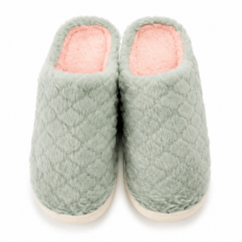 Women Fluffy Slippers Warm House Slippers Soft Cosy Slip On Indoor Shoes UK Size 6 to 7 Green