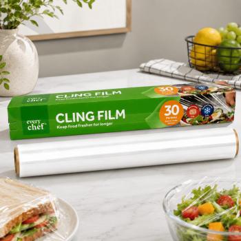 3Pack 30m x 30cm Cling Film Food Wrap Roll Kitchen Plastic Wrap