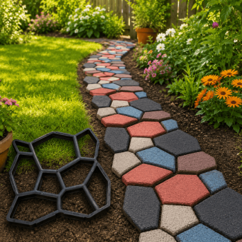 Garden Paving Mould 35x35cm DIY Backyard Path Maker Concrete Patio Walkway Mold