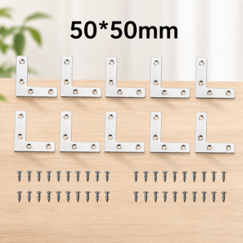 10PCS 50x50mm L Shape Corner Brackets Flat Right Angle Plates with Screws Home DIY Tool