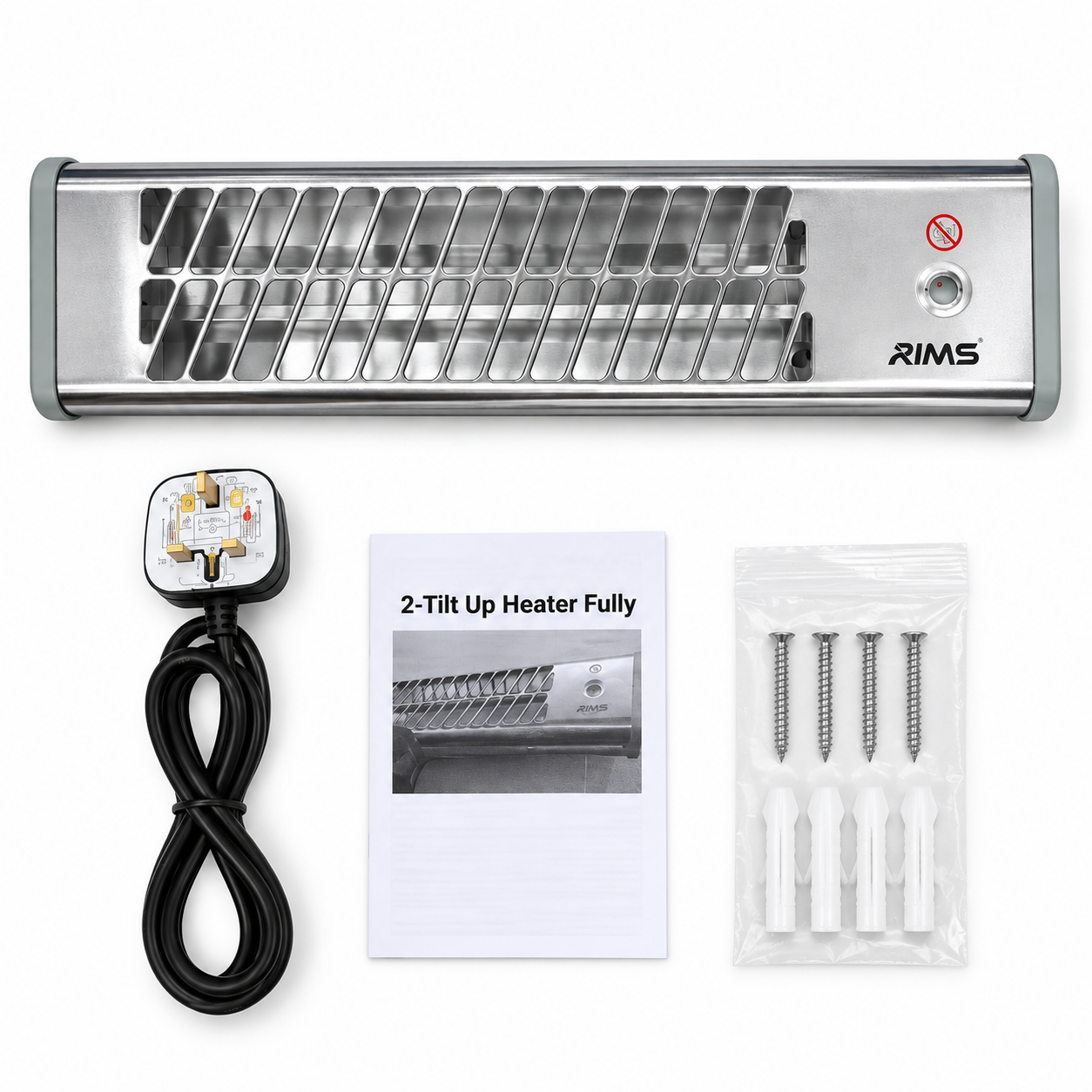Wall Quartz Halogen Heater 2 Bar 1200W With 2 Heat Settings