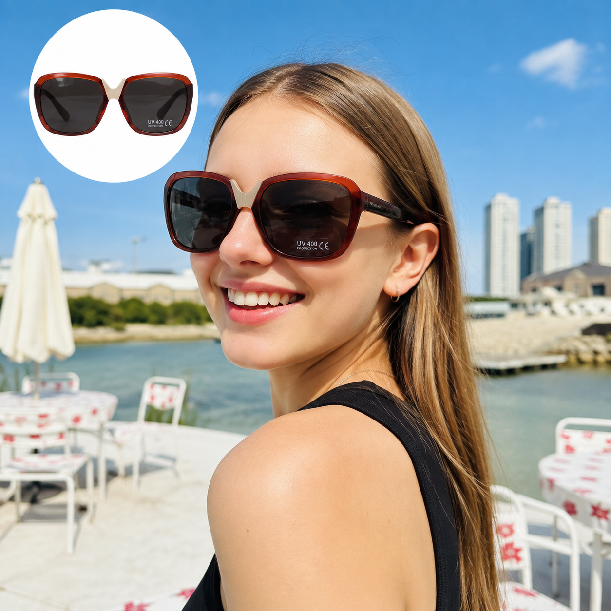 Stylish Ladies Sunglasses Tortoise Shell Design Sun Shades