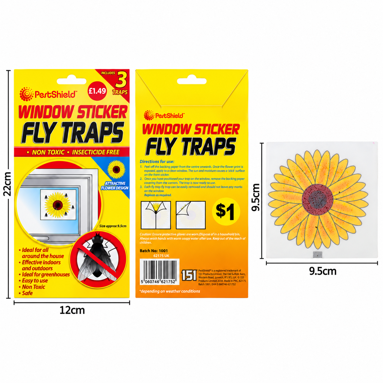15pcs Fly Catcher Window Flower Traps Stickers Bug Insect Killer Sticky Window Trap