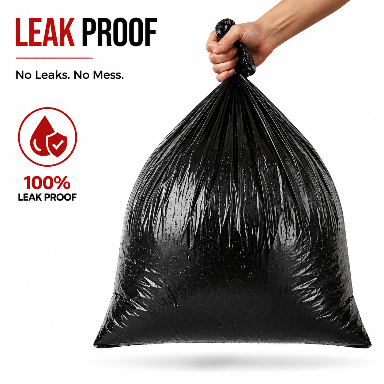 50pcs Heavy Duty Bin Bags 100L Plastic Leak Proof Black Refuse Rubbish Sacks