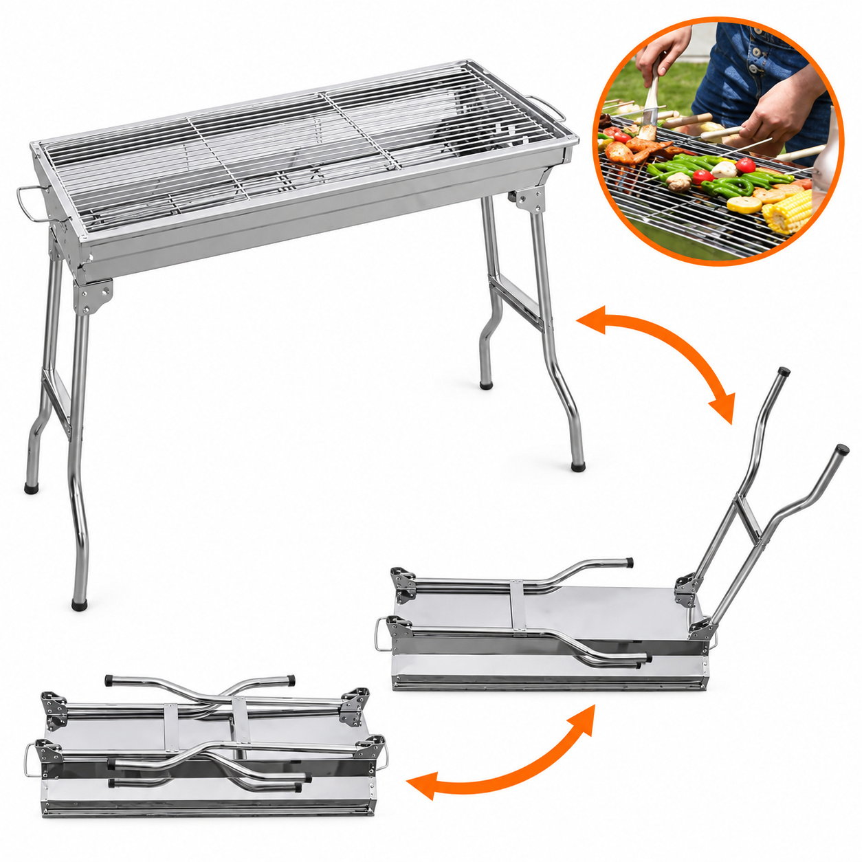 Folding BBQ Charcoal Barbecue Grill Steel Stainless Garden Picnic Camping Stove