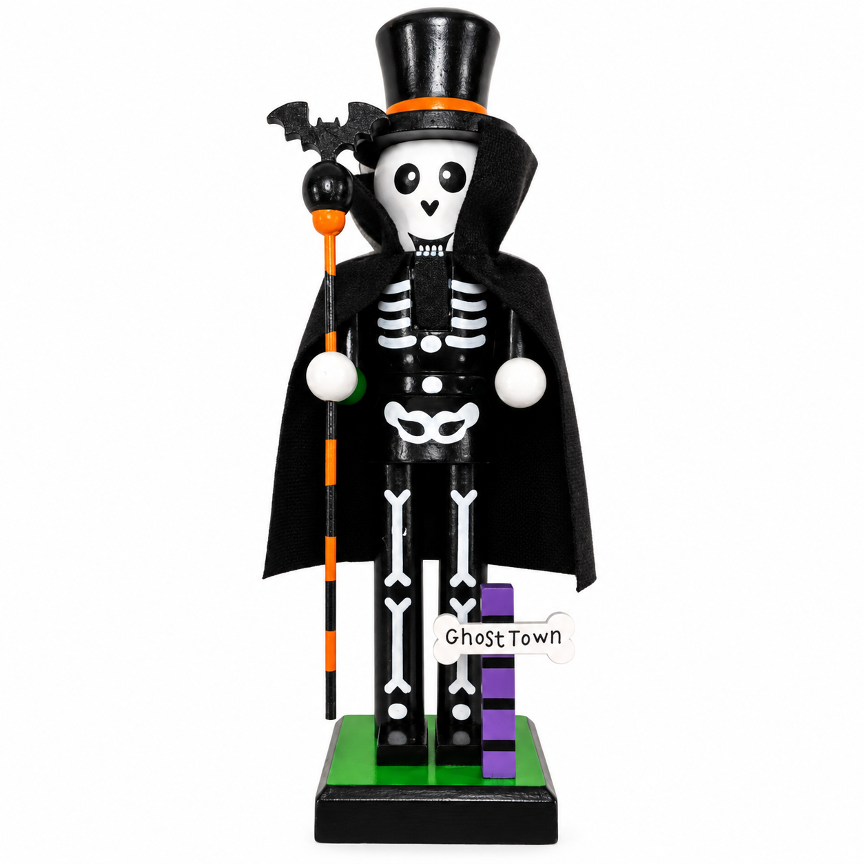 25cm Halloween Nutcracker, Handpainted Wooden Skeleton Pumpkin Witch Nutcracker Figurine Collectible Decoration For Shelf Table Centerpiece Display Tabletop Decor Goody Bag Fillers