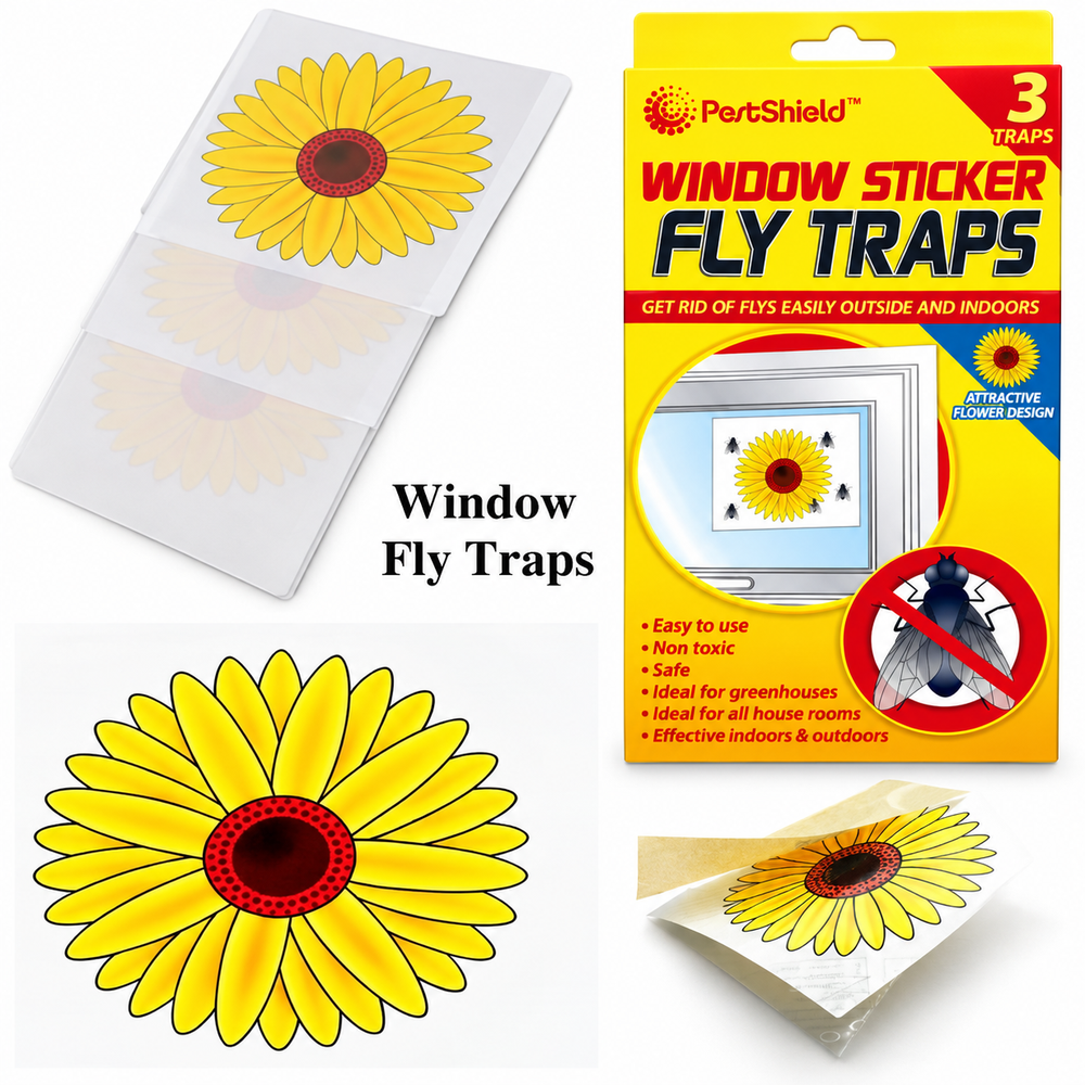 15pcs Fly Catcher Window Flower Traps Stickers Bug Insect Killer Sticky Window Trap