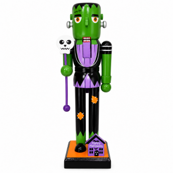 25cm Halloween Nutcracker, Handpainted Wooden Skeleton Pumpkin Witch Nutcracker Figurine Collectible Decoration For Shelf Table Centerpiece Display Tabletop Decor Goody Bag Fillers