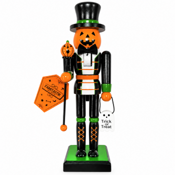 25cm Halloween Nutcracker, Handpainted Wooden Skeleton Pumpkin Witch Nutcracker Figurine Collectible Decoration For Shelf Table Centerpiece Display Tabletop Decor Goody Bag Fillers