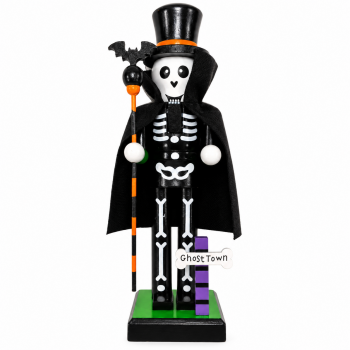 25cm Halloween Nutcracker, Handpainted Wooden Skeleton Pumpkin Witch Nutcracker Figurine Collectible Decoration For Shelf Table Centerpiece Display Tabletop Decor Goody Bag Fillers