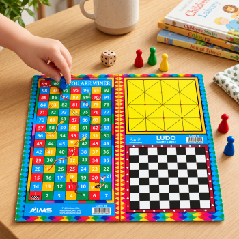 All in One Board Games Set, Foldable Double-Sided Game Board with Snakes and Ladders Ludo Chess and Checkers, Family Travel Board Games for Kids Adults 2-4 Players