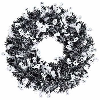 Halloween Wreath for Front Door, Spooky Artificial Door Wreath for Home, Porch, Party, Indoor Outdoor Halloween Decor