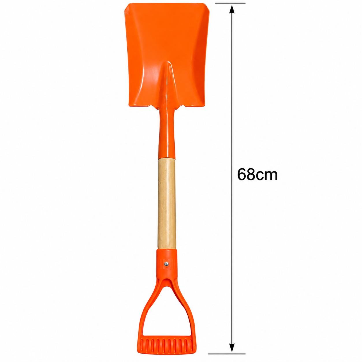 68cm Orange Steel Shovel Wooden Handle D-Grip Garden Snow Digging Scoop Spade