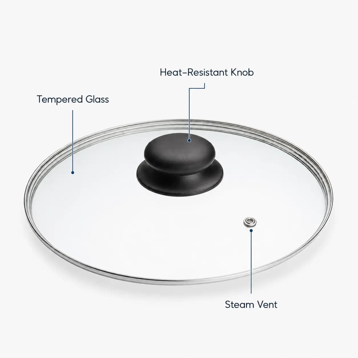 28cm Clear Glass Replacement Pan Lid with Knob for Kitchen