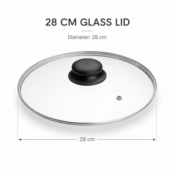 28cm Clear Glass Replacement Pan Lid with Knob for Kitchen