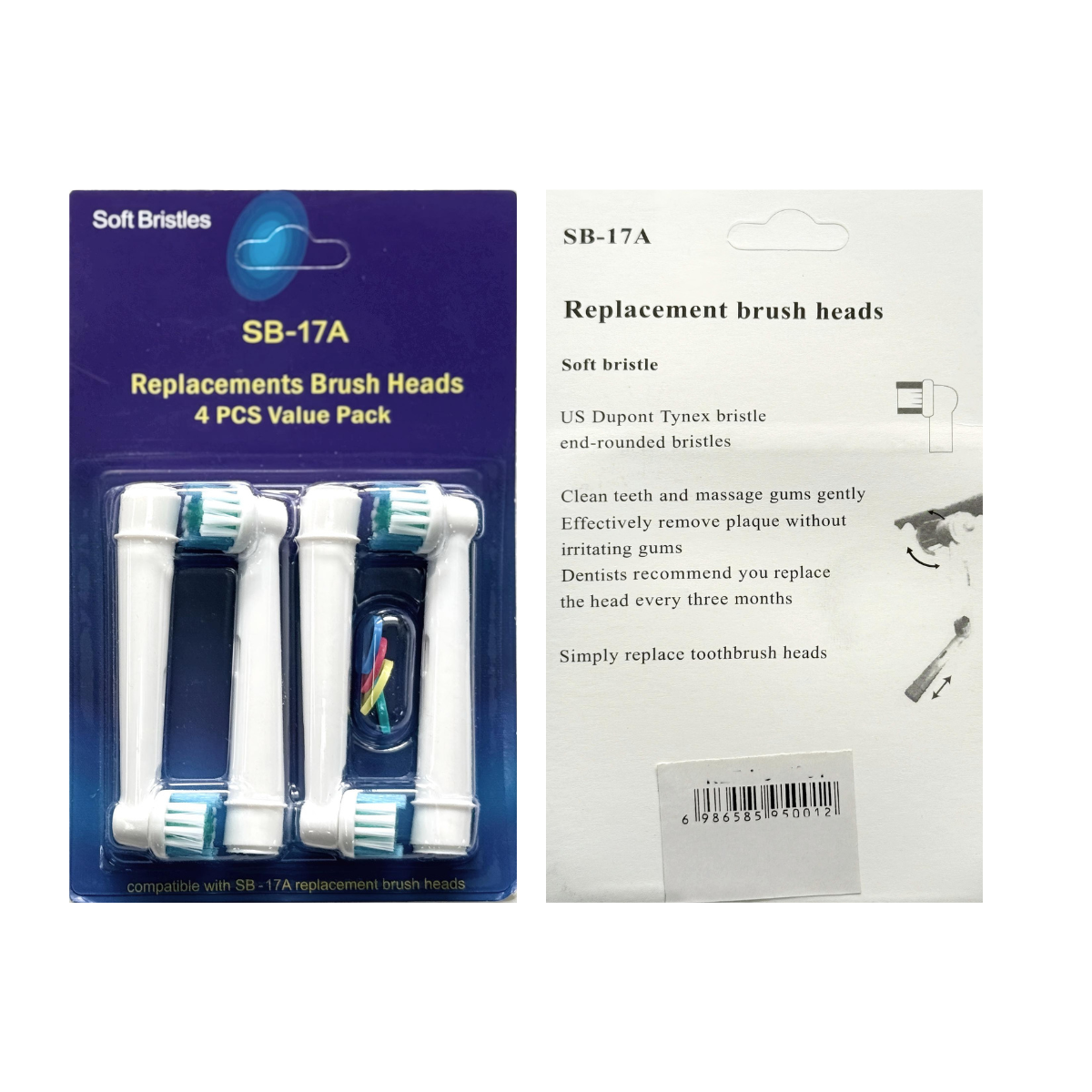4pcs Electric Toothbrush Heads Compatible with Oral-B Braun Soft Replacement Brush