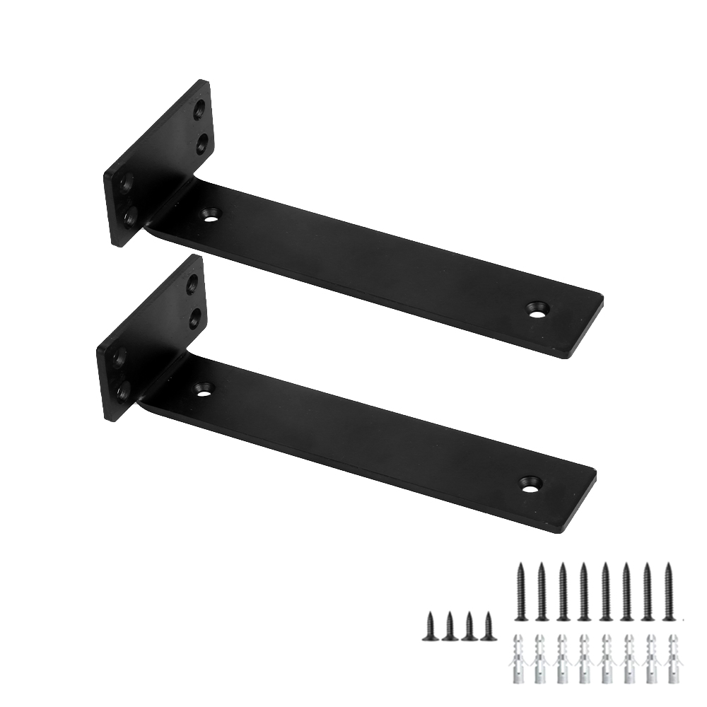 2PCS 20CM Floating Shelf Brackets Metal Construction with Anti-Slip Design
