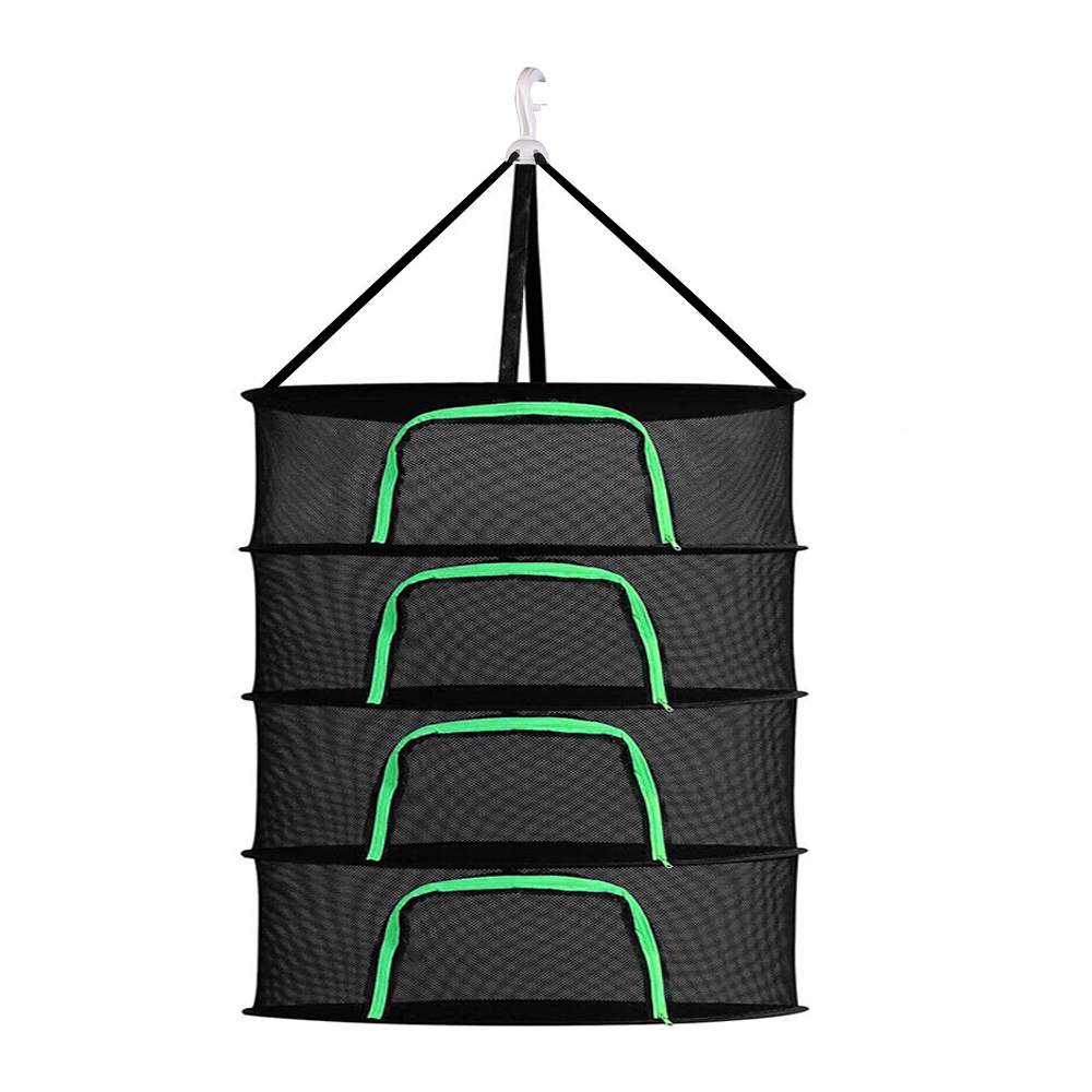 4-Layer Hanging Drying Rack Herb Drying Net Mesh Foldable Dryer for Hydroponic Plants Herbs