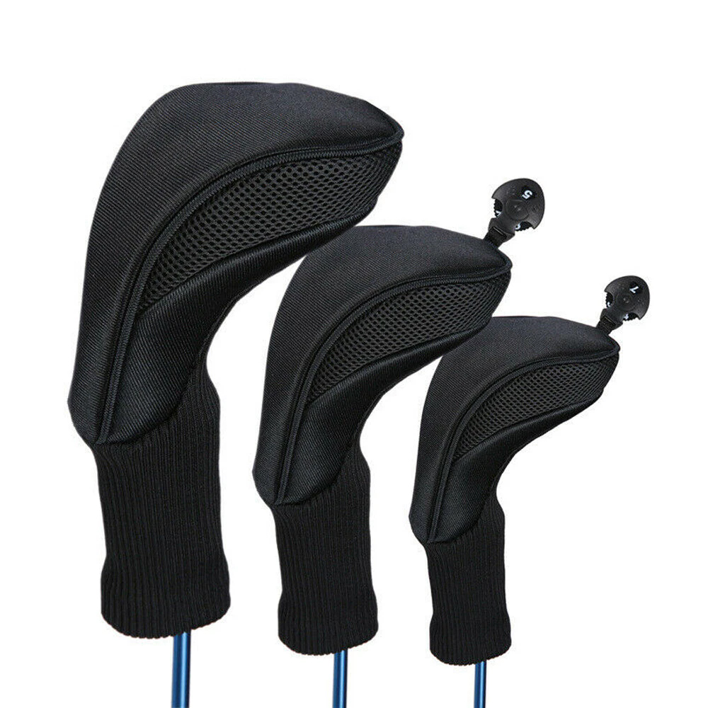 3pcs Golf Club Head Covers Set Long Neck Driver 1 3 5 Fairway Protective Headcover
