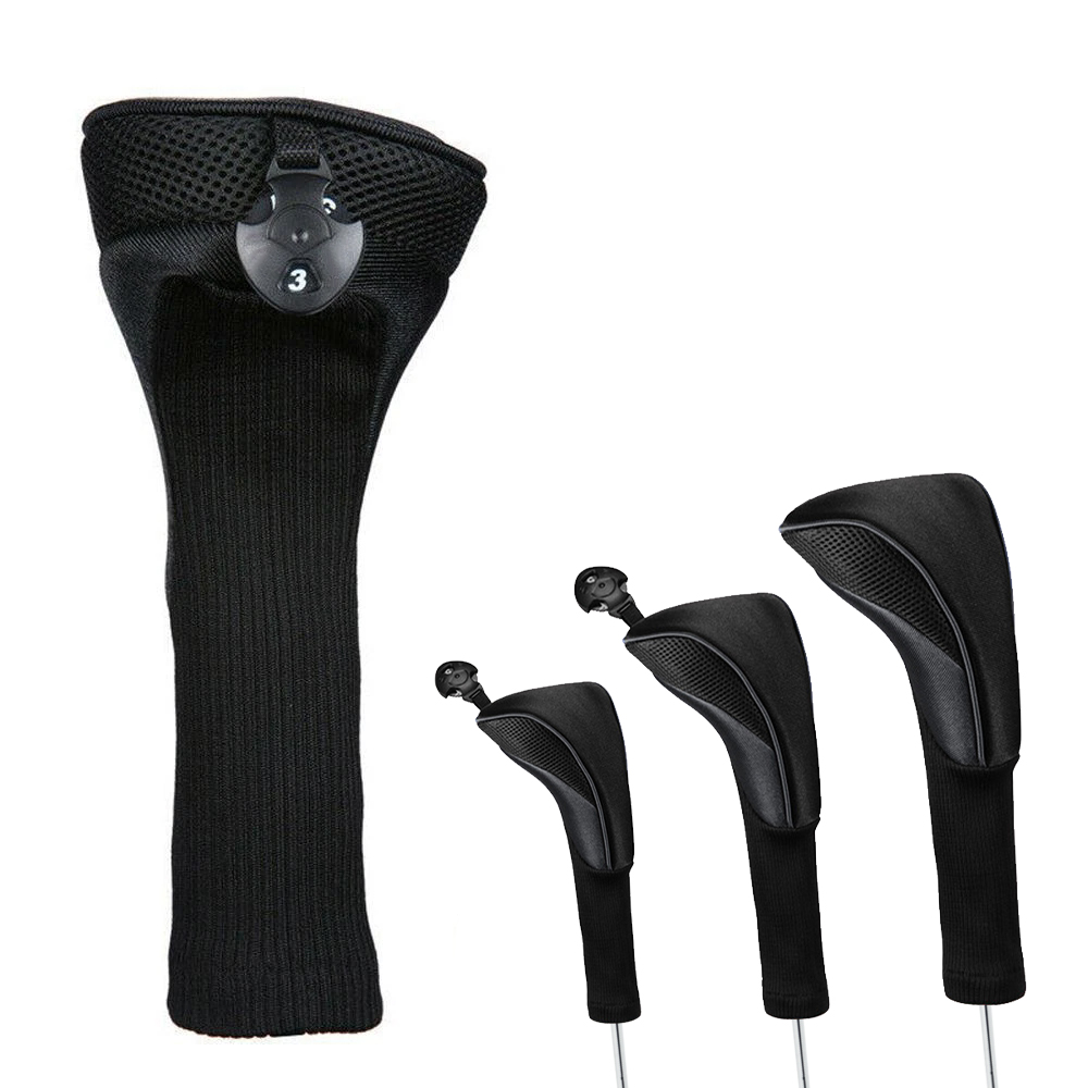 3pcs Golf Club Head Covers Set Long Neck Driver 1 3 5 Fairway Protective Headcover