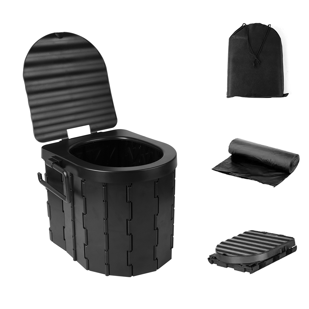 Folding Toilet Car Outdoor Travel Potty Portable for Camping Hiking with 12 Garbage Bags