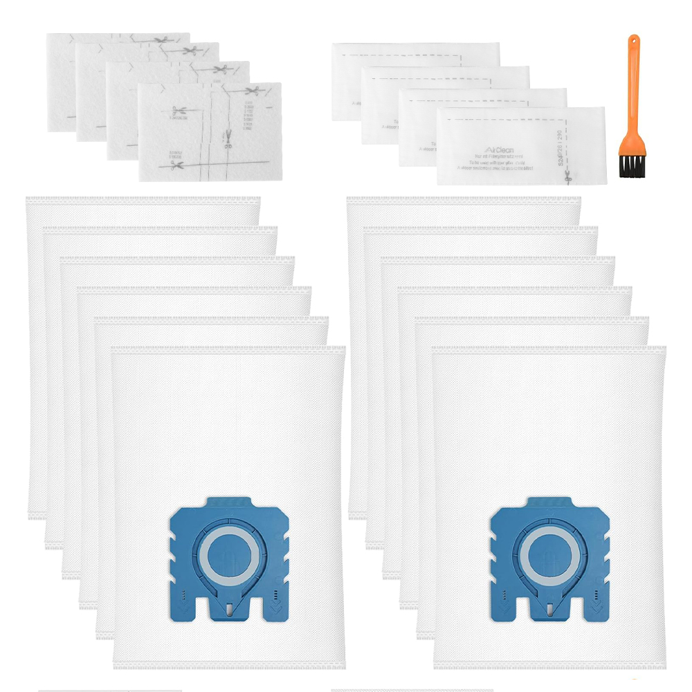 12PCS 3D Air Clean Dust Bags Compatible with Miele Hoover GN Vacuum Cleaner with 4 Motor Protection Filter 4 Exhaust Filter