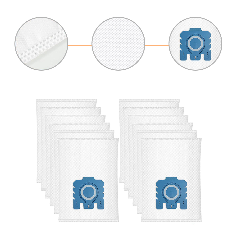 12PCS 3D Air Clean Dust Bags Compatible with Miele Hoover GN Vacuum Cleaner with 4 Motor Protection Filter 4 Exhaust Filter