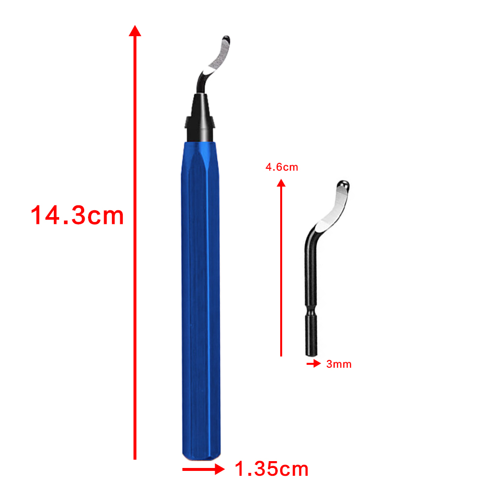 Hand Deburring Tool with 10 Pcs Spare Burr Removal Steel Blades Useful Blue