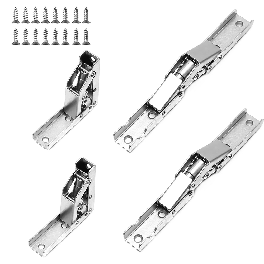4Pcs 90 Degree Steel Shelf Hinges Folding Shelf Hinges Small Hidden Cabinet Hinges with Fixing Screws