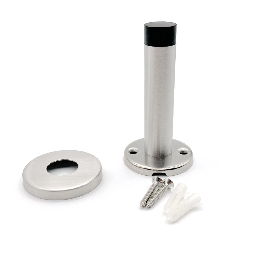 Wall Mounted Door Stopper Satin Steel Chrome Rubber Door Stop
