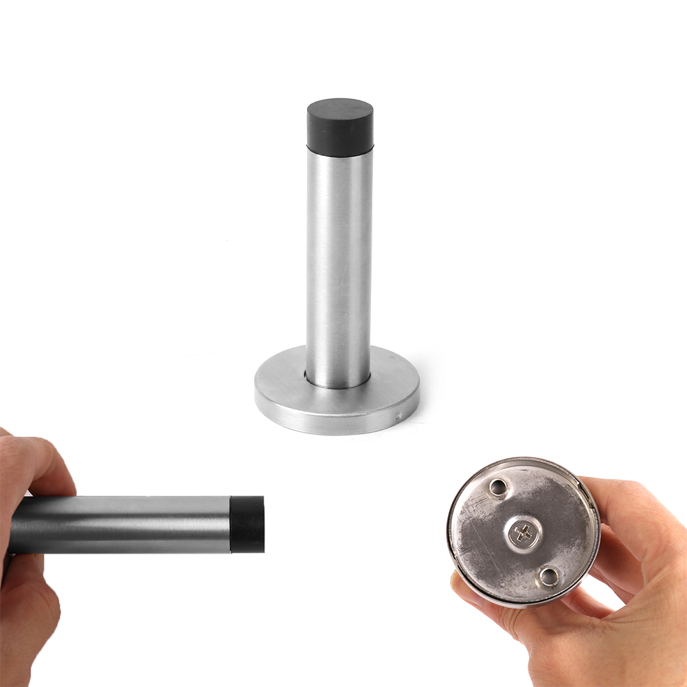 Wall Mounted Door Stopper Satin Steel Chrome Rubber Door Stop