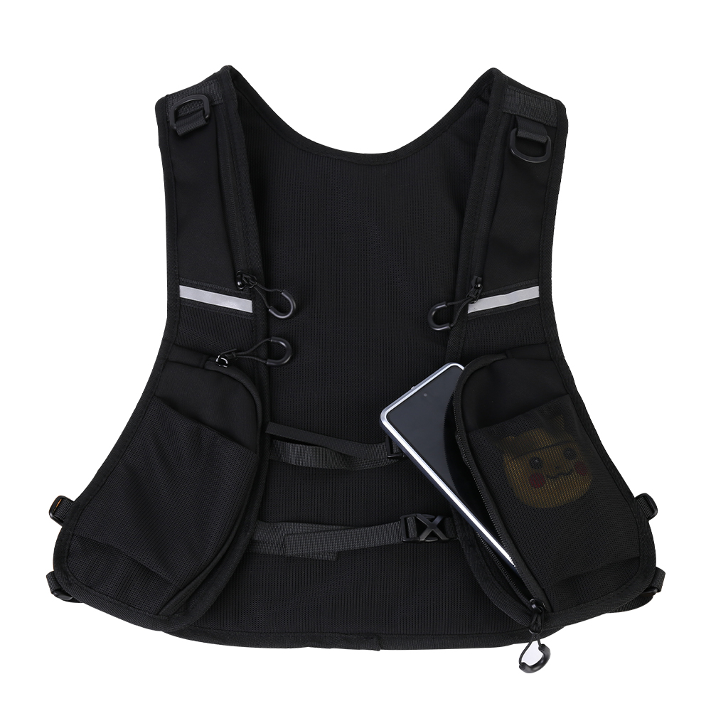Cycling Running Vest Bag Reflective Hydration Vest Storage Bag Backpack Black