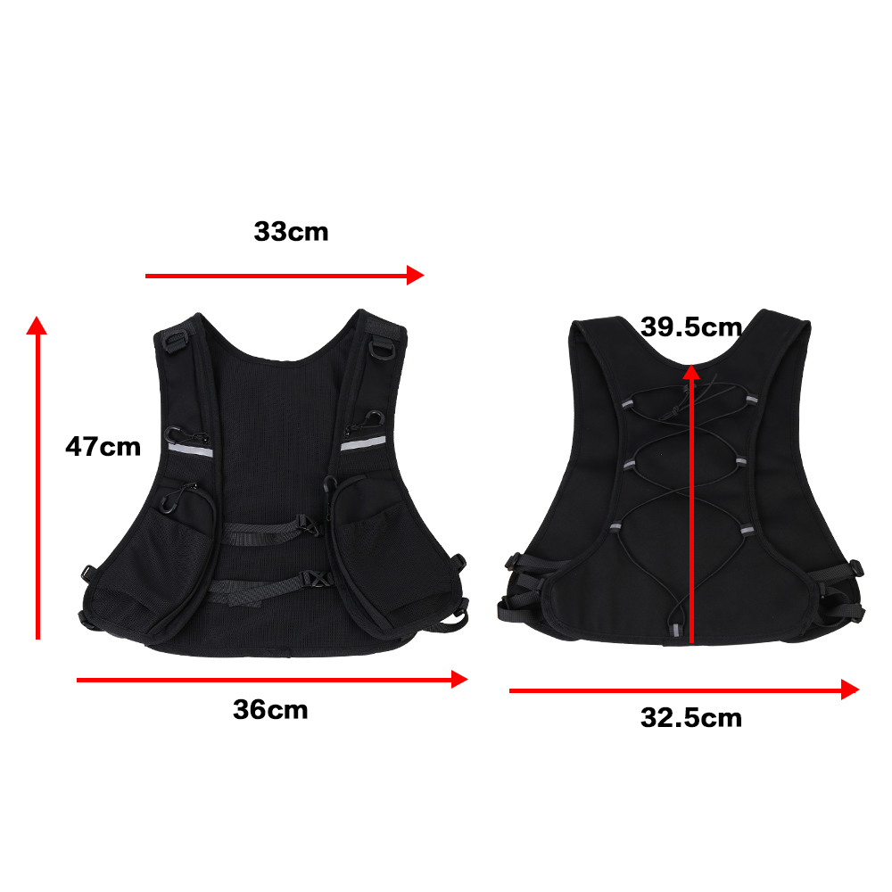 Cycling Running Vest Bag Reflective Hydration Vest Storage Bag Backpack Black