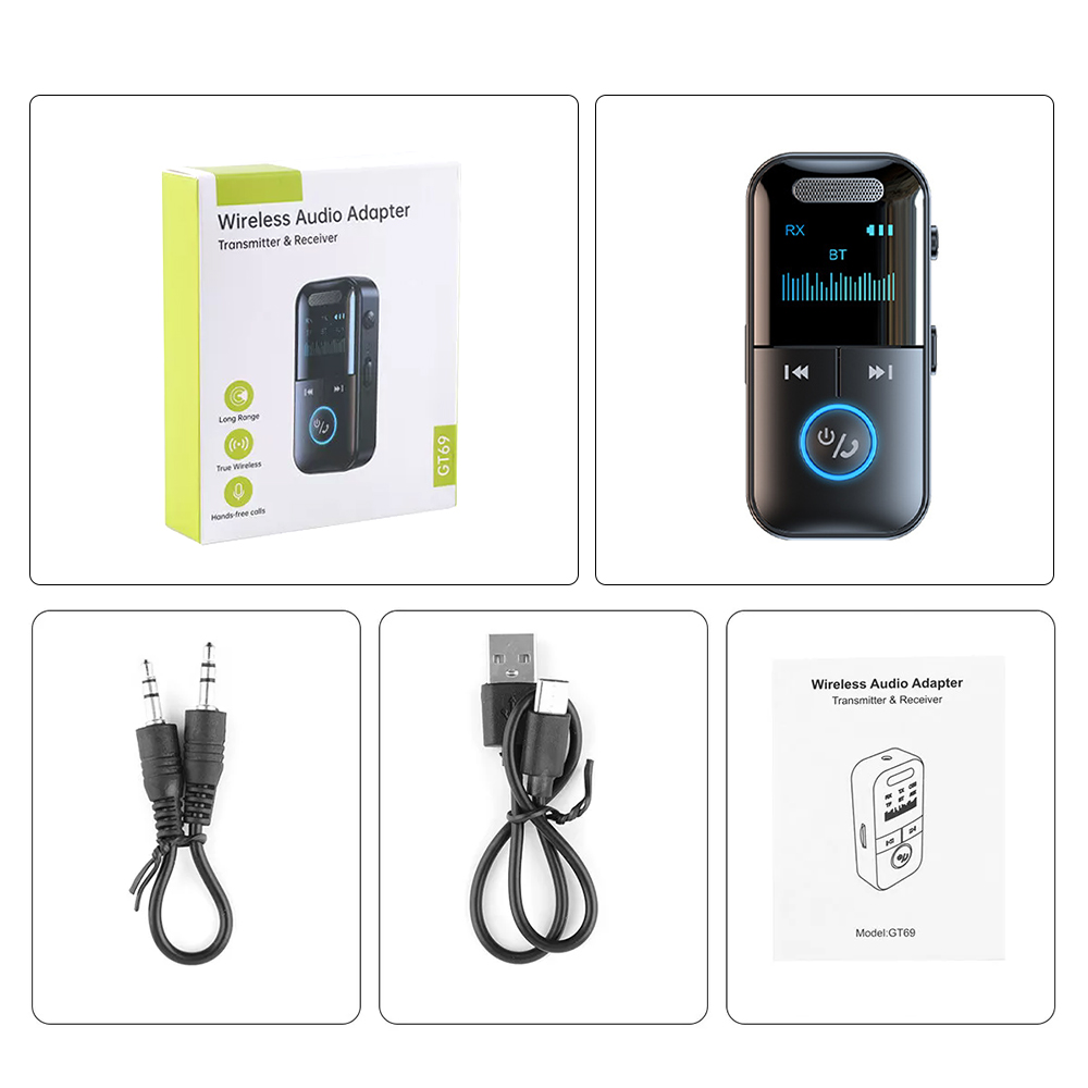 Bluetooth Audio Adapter Wireless Receiver Transmitter MP3 Player with 3.5mm Aux for Headphones HiFi Speaker