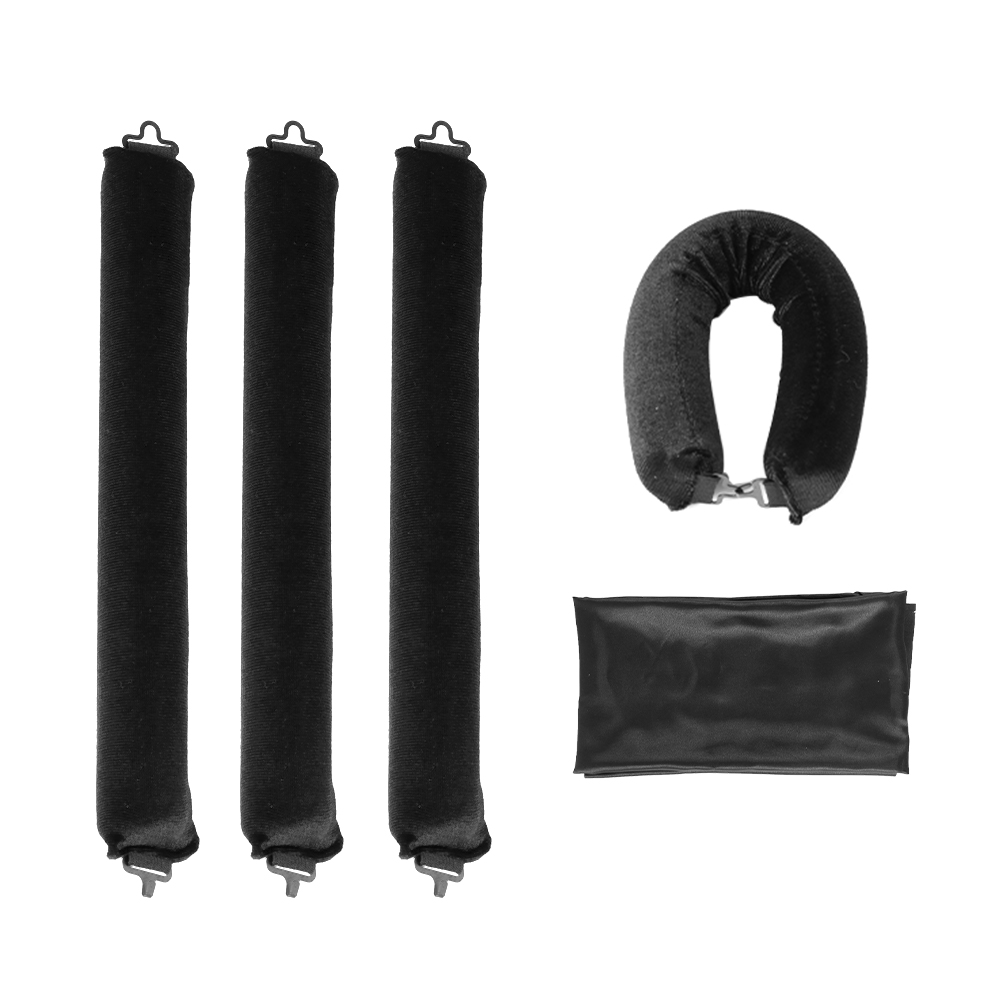 5pcs Overnight Heatless Hair Curler Blowout Rods, Heatless Curls Flexi Rods with Silk Scarf Black