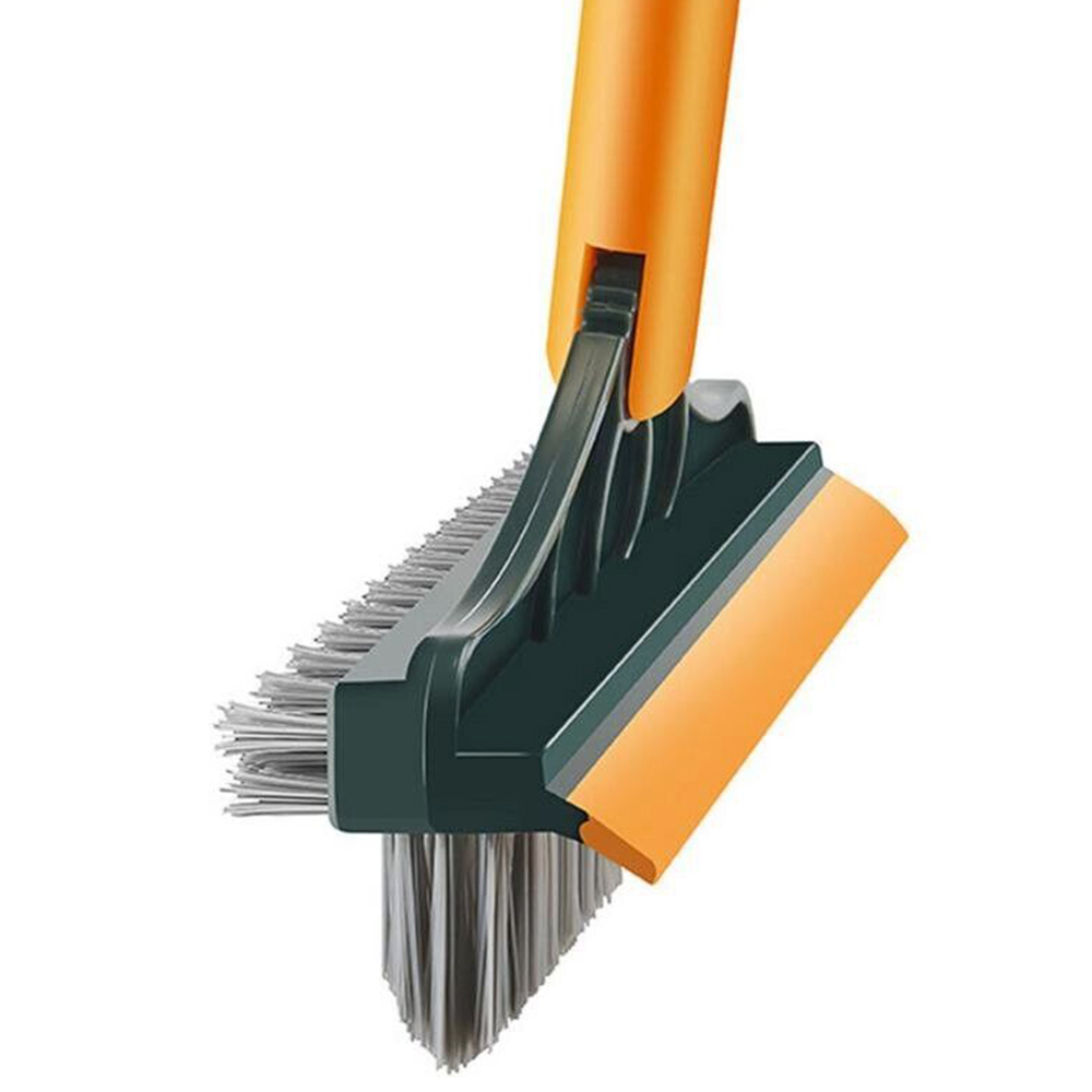 3 in 1 Floor Scrub Brush with Squeegee Mop Water Scrubber 120-Degree Rotating Head Yellow + Green