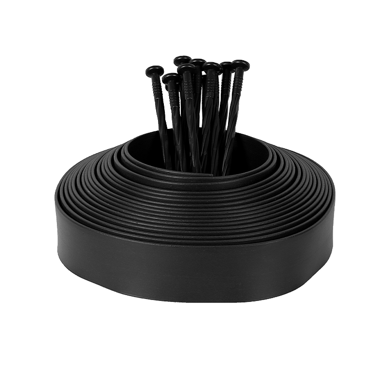 10 Metre Flexible Garden Border Edging for Grass Lawn Path with Pegs Black
